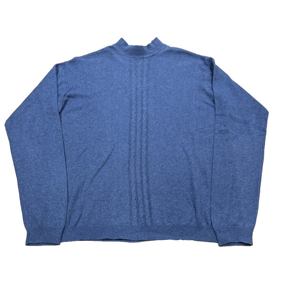 Bachrach Other - Bachrach Silk Cashmere Mock Neck Sweater Mens Large Blue Soft Preppy Old Money